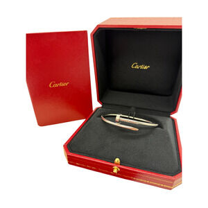 Cartier Juste un Clou Bracelet Classic Model 18k White Gold Size 18 Box Papers